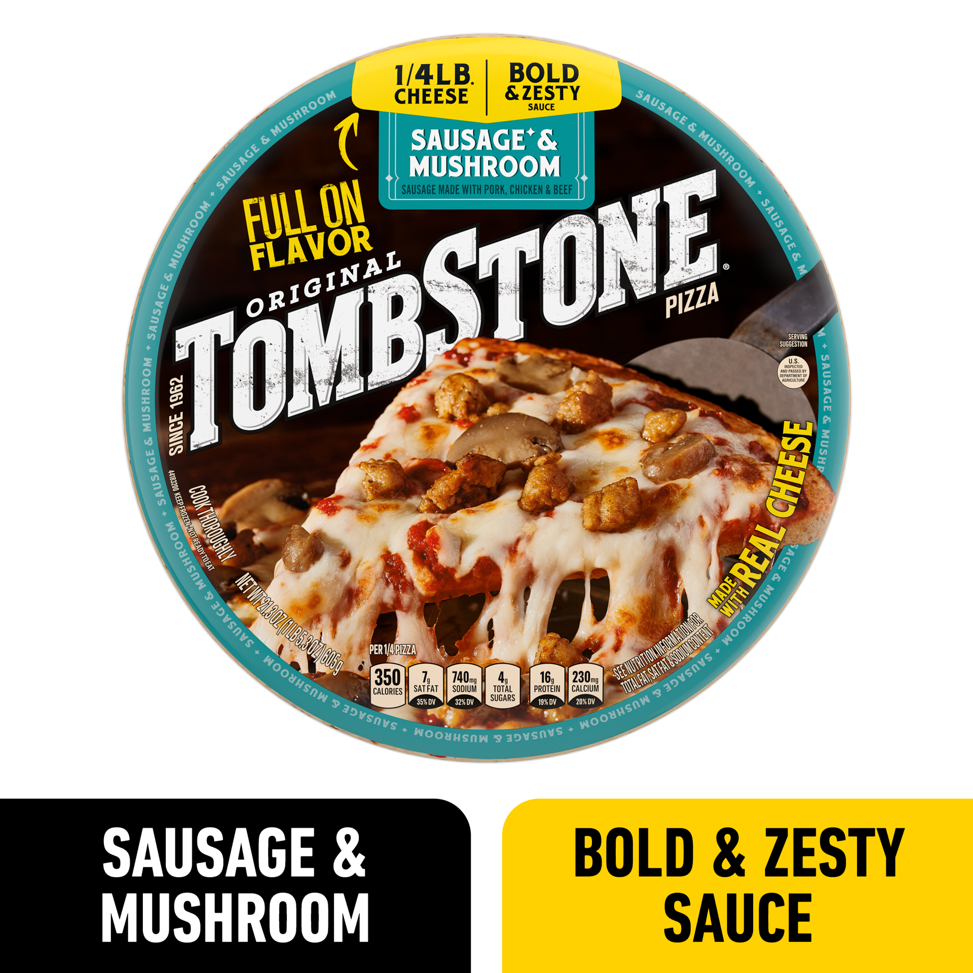 slide 1 of 3, Tombstone Mushroom 12" Original Pizza, 21.3 oz