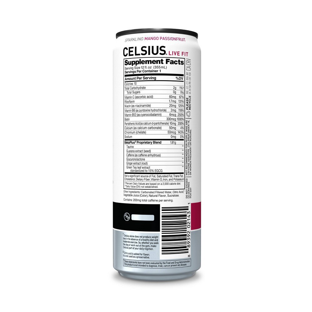 slide 4 of 11, CELSIUS Energy Drink, Mango Passionfruit, Sparkling, 12 fl oz