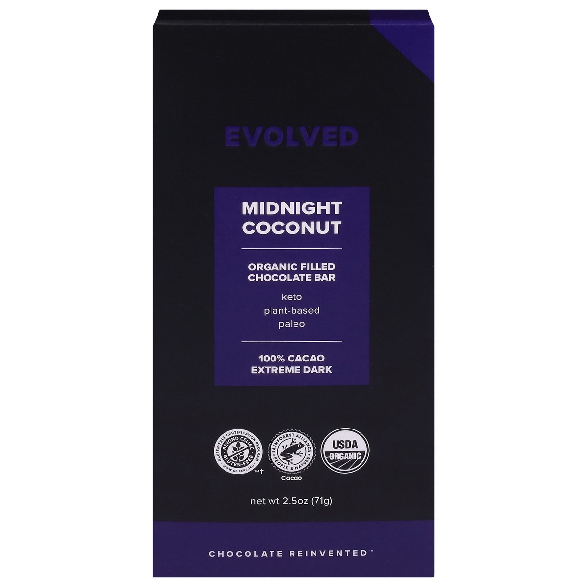 slide 1 of 9, Evolved Midnight Coconut Choc Bar, 2.5 oz