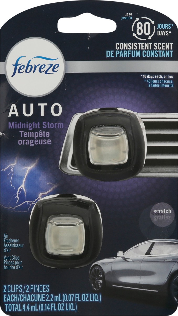 slide 6 of 9, Febreze Auto Vent Clips Midnight Storm Air Freshener 2 - 0.07 fl oz Each, 2 ct