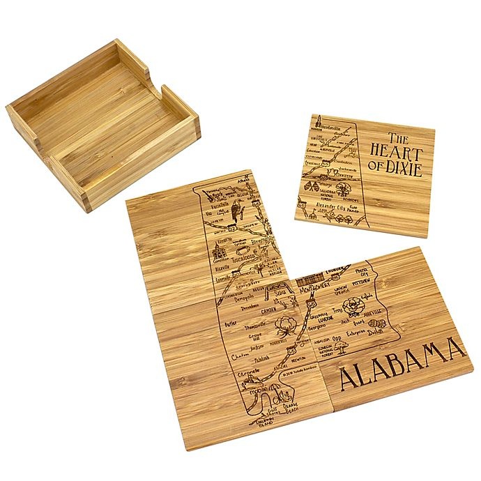 slide 1 of 2, Totally Bamboo Alabama Puzzle Coaster Set, 5 ct