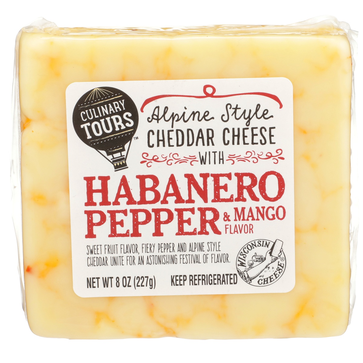 slide 1 of 1, Culinary Tours Alpine Style Cheddar Cheese With Habanero Pepper & Mango Flavor, 8 oz