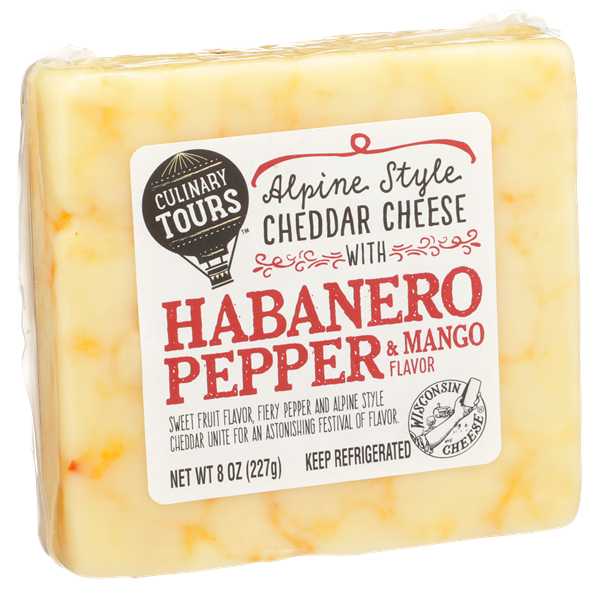 slide 1 of 1, Culinary Tours Alpine Style Cheddar Cheese With Habanero Pepper & Mango Flavor, 8 oz