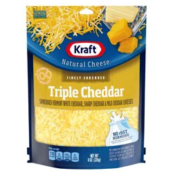 Kraft Triple Cheddar Finely Shredded Cheese, 8 oz Bag