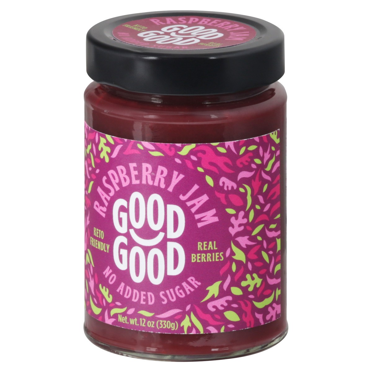 slide 8 of 9, Good Good No Added Sugar Raspberry Jam 12 oz, 1 ct