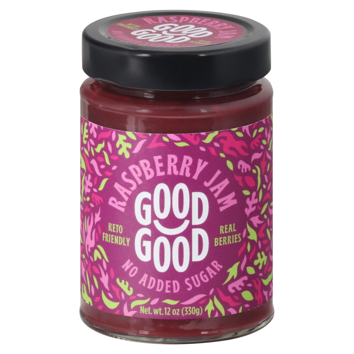 slide 1 of 9, Good Good No Added Sugar Raspberry Jam 12 oz, 1 ct