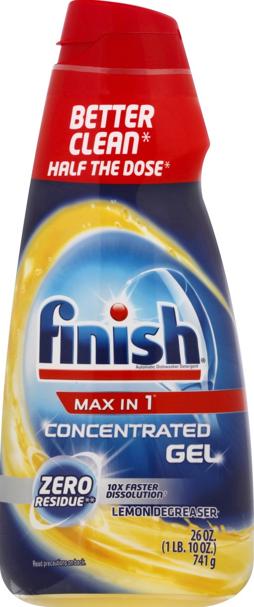 slide 5 of 6, Finish Max in 1 Concentrated Gel Lemon Degreaser, 26 oz