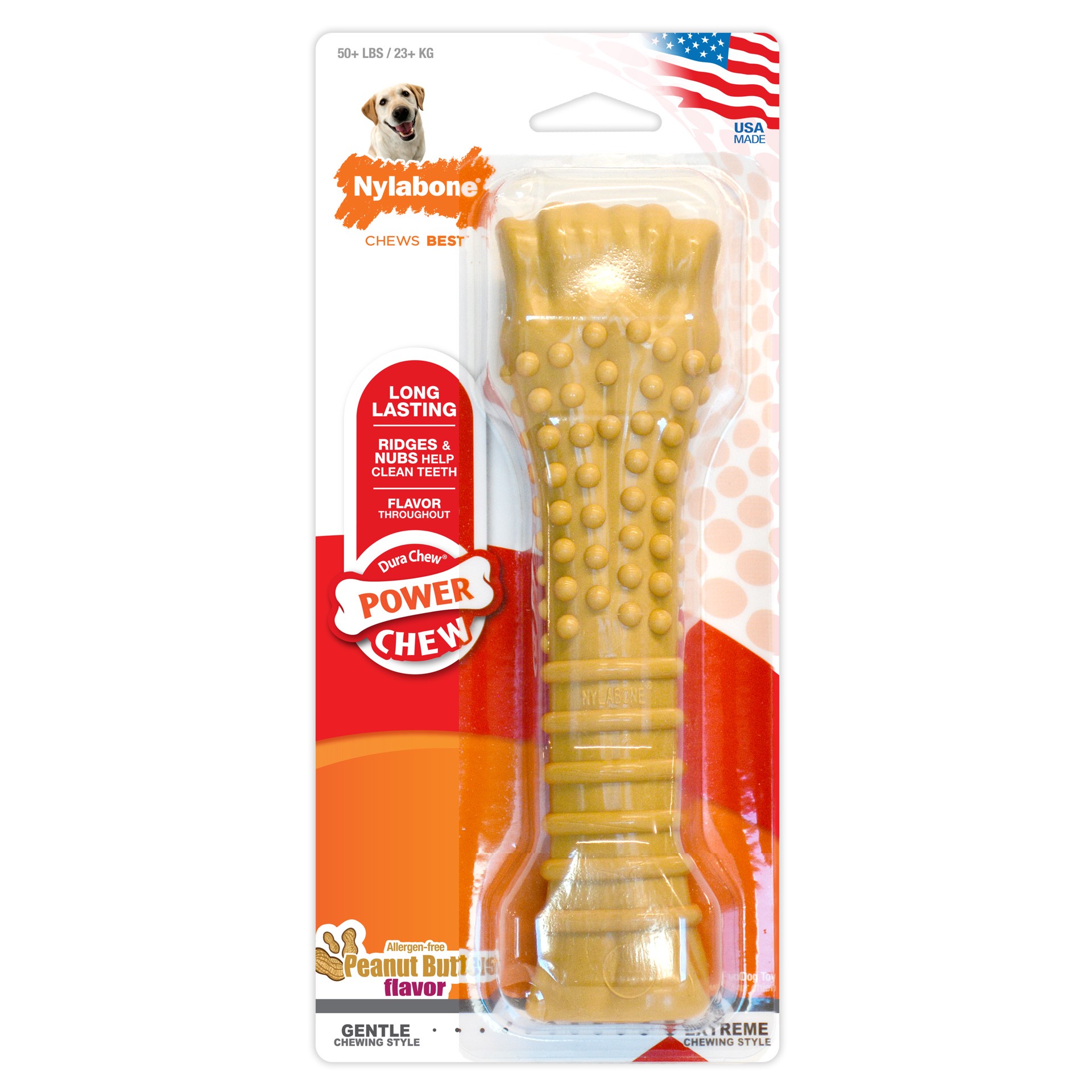 slide 1 of 10, Nylabone Power Chew Dog Toy Peanut Butter X-Large/Souper - 50+ lbs.(1 Count), 1 ct