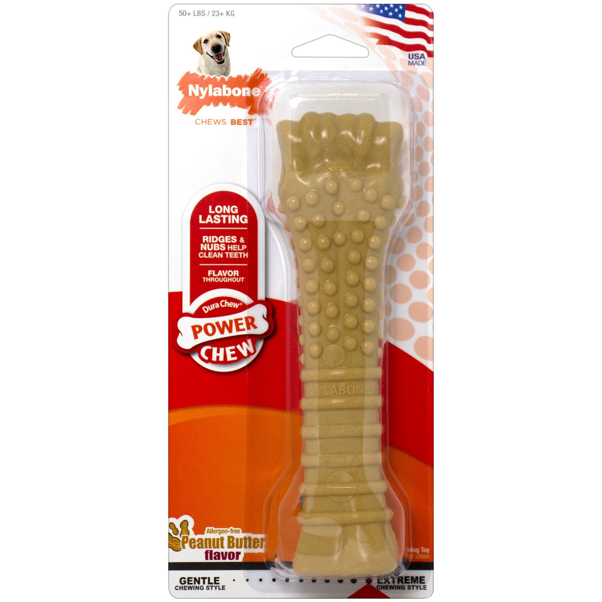 slide 1 of 10, Nylabone Power Chew Dog Toy Peanut Butter X-Large/Souper - 50+ lbs.(1 Count), 1 ct