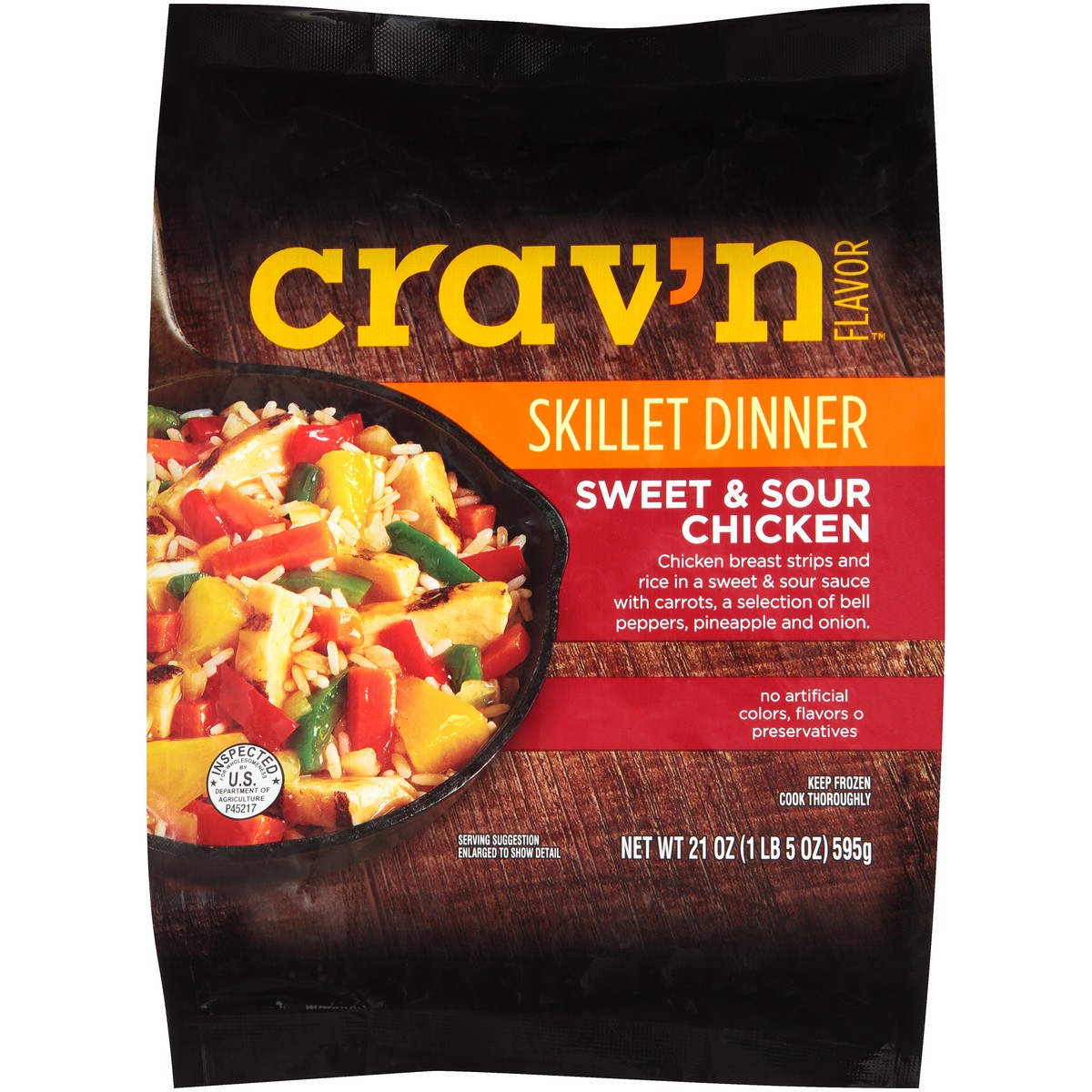 slide 1 of 10, Crav'n Flavor Sweet & Sour Chicken Skillet Dinner, 21 oz