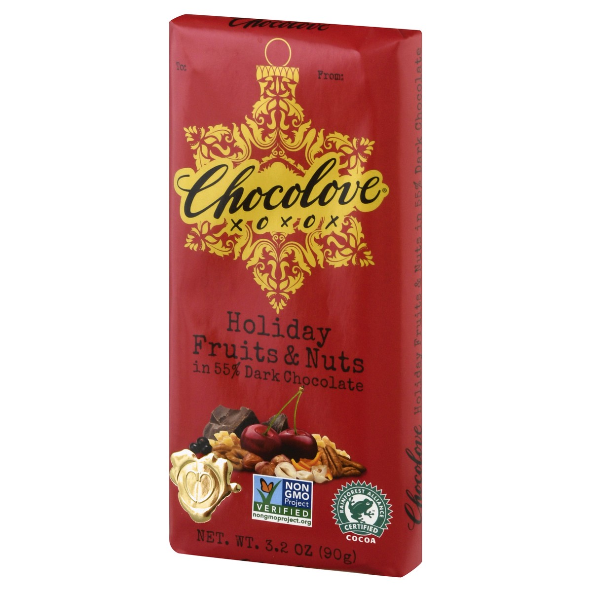 slide 5 of 9, Chocolove Holiday Fruits & Nuts 55% Dark Chocolate 3.2 oz, 3.2 oz