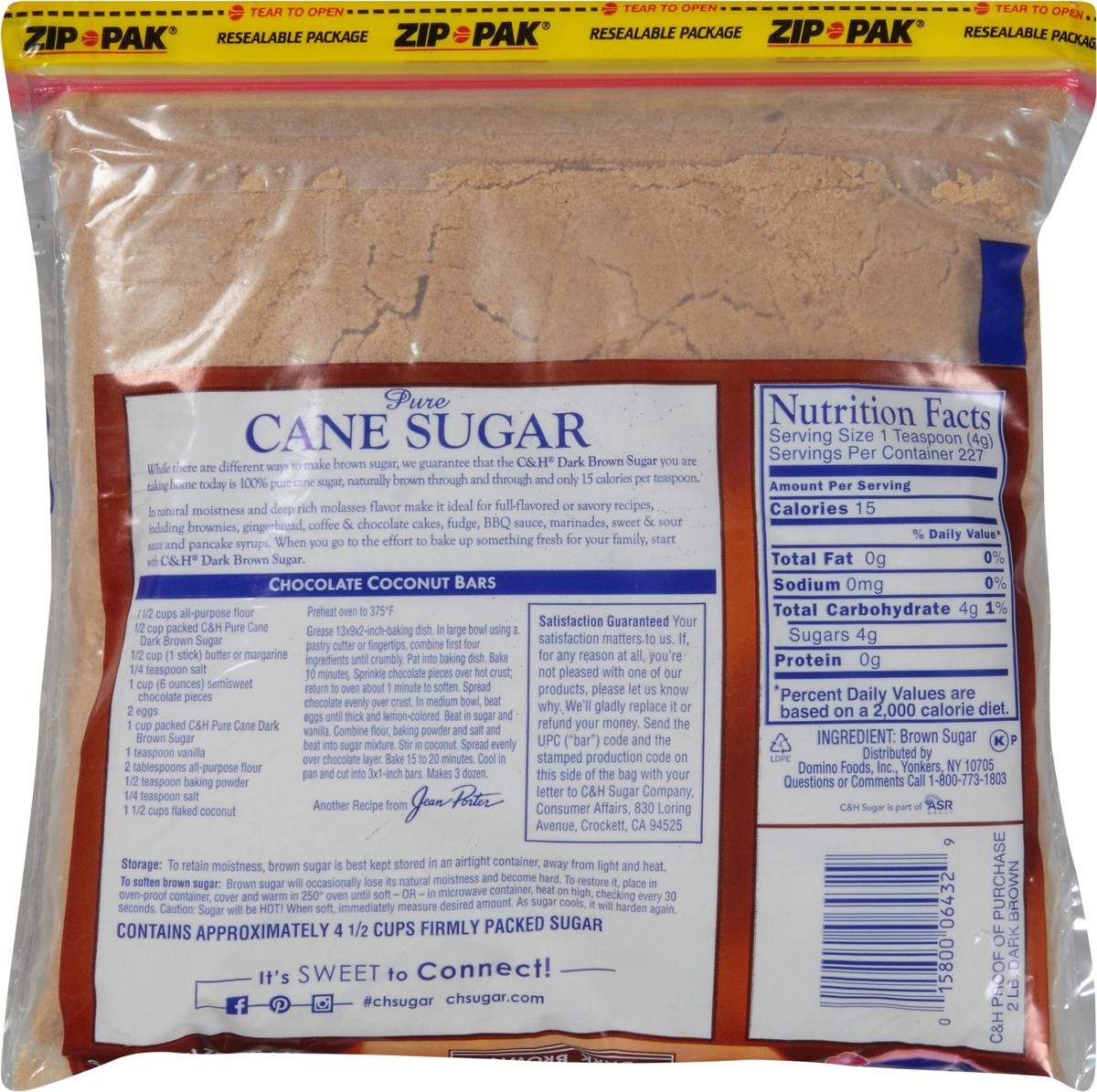 slide 11 of 12, C&H Pure Cane Dark Brown Sugar 32 oz. Zip Pak, 32 oz