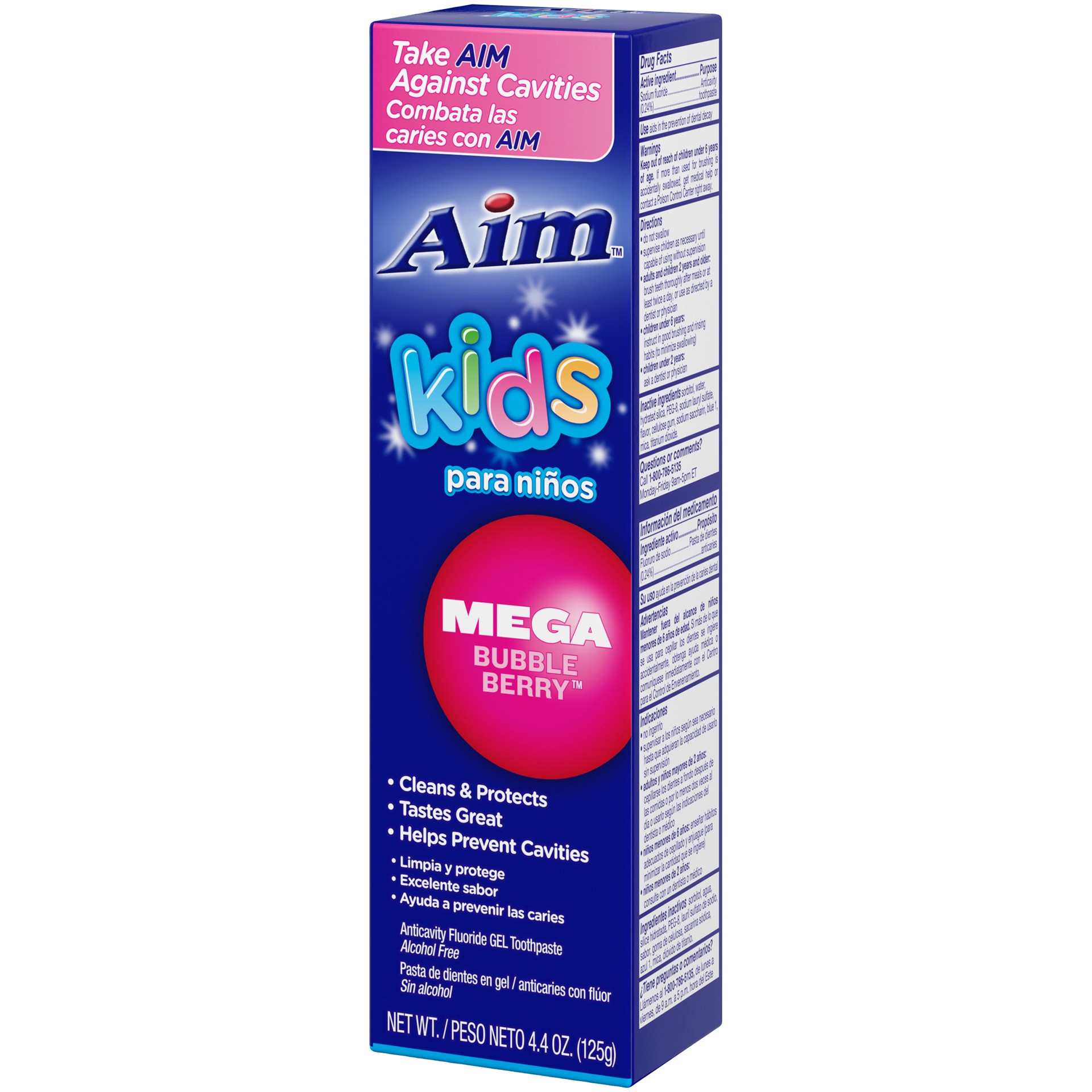 slide 5 of 5, Aim Kids Mega Bubble Berry Anticavity Fuloride Gel Toothpaste 4.4 oz., 4.4 oz