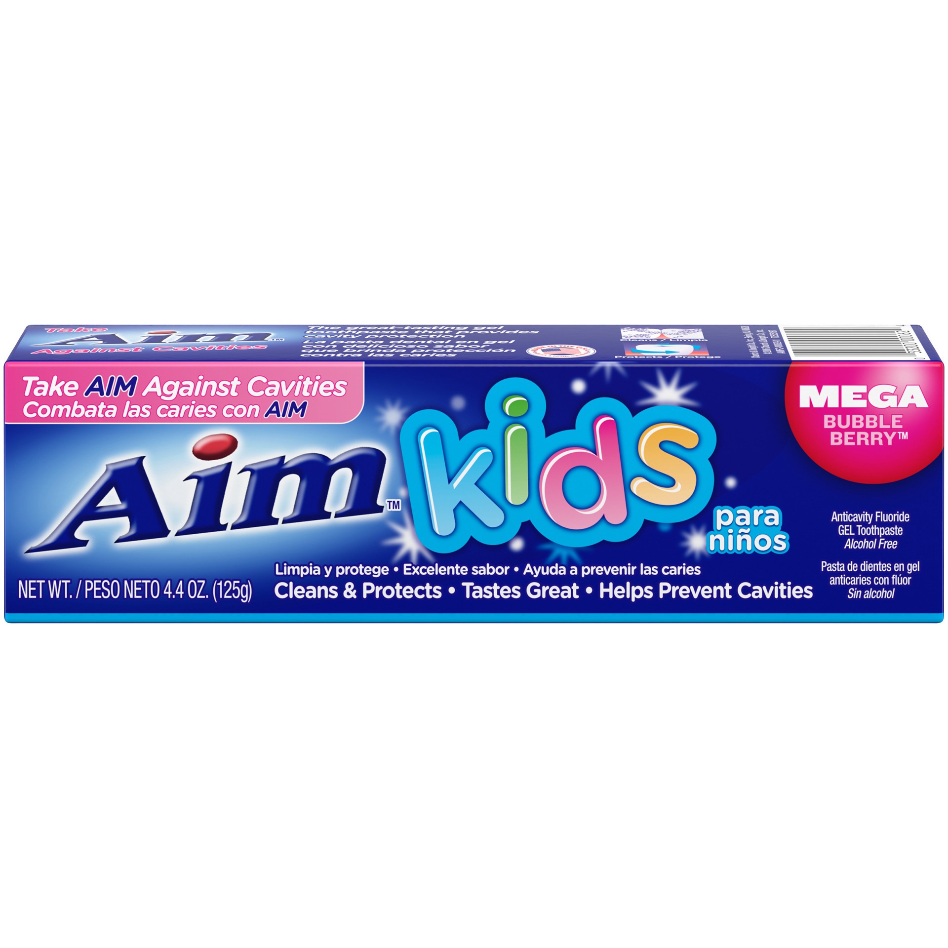 slide 4 of 5, Aim Kids Mega Bubble Berry Anticavity Fuloride Gel Toothpaste 4.4 oz., 4.4 oz