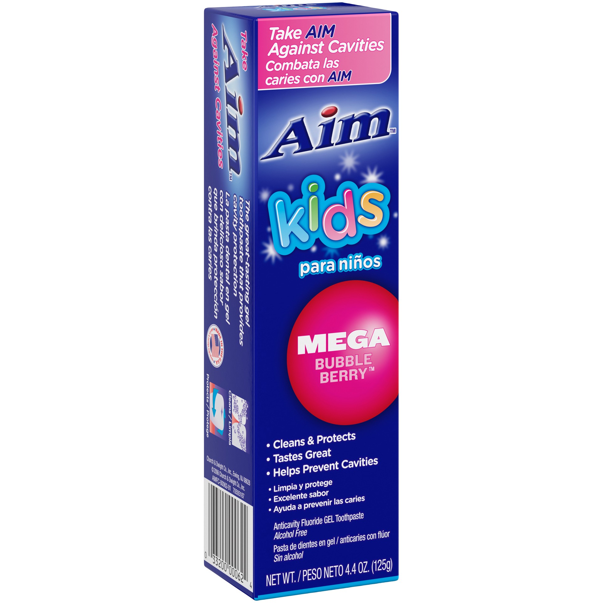 slide 2 of 5, Aim Kids Mega Bubble Berry Anticavity Fuloride Gel Toothpaste 4.4 oz., 4.4 oz