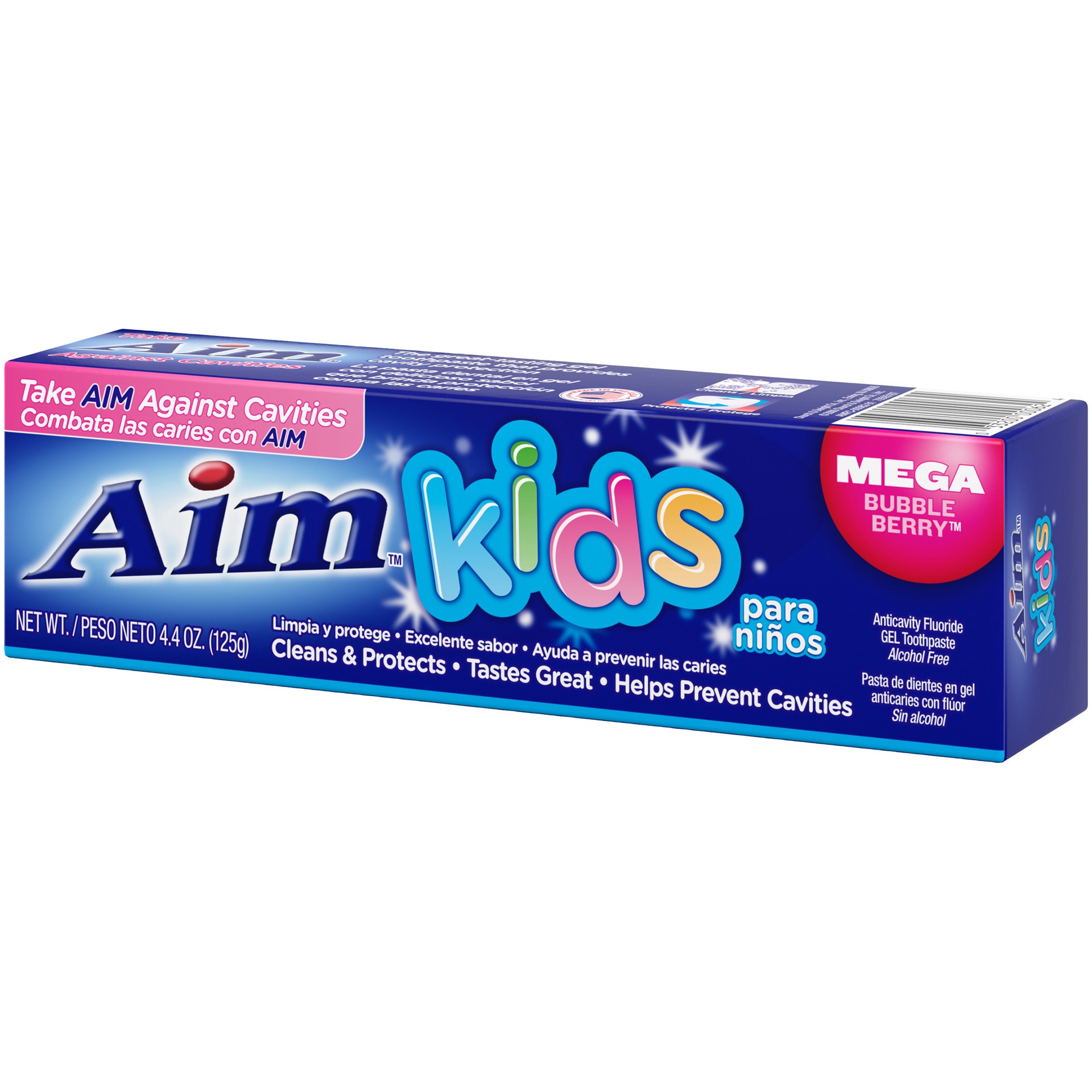 slide 3 of 5, Aim Kids Mega Bubble Berry Anticavity Fuloride Gel Toothpaste 4.4 oz., 4.4 oz