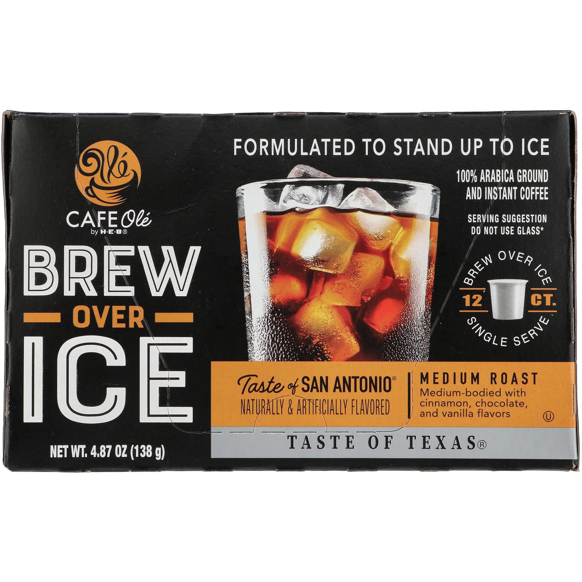 slide 1 of 1, CAFE Olé by H‑E‑B Taste of San Antonio Brew Over Ice Medium Roast Coffee Single Serve Cups, 12 ct