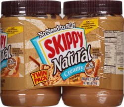 Skippy Twin Pack Creamy Natural Peanut Butter Spread 2 ea
