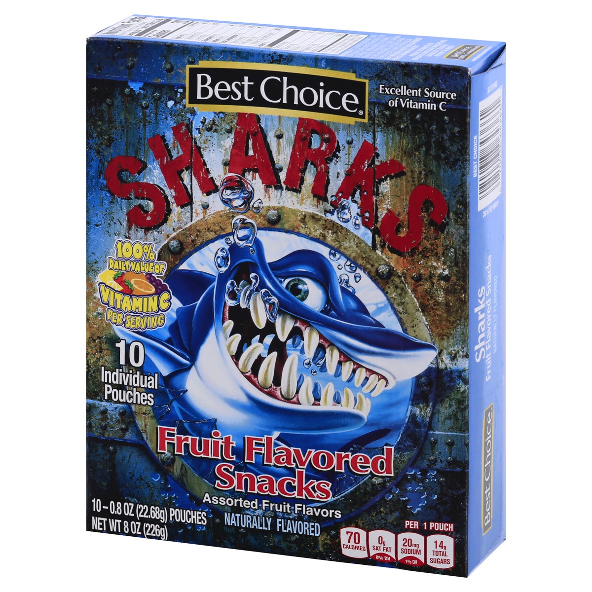 slide 3 of 10, Best Choice Sharks Fruit Flavored Snacks, 10 ct