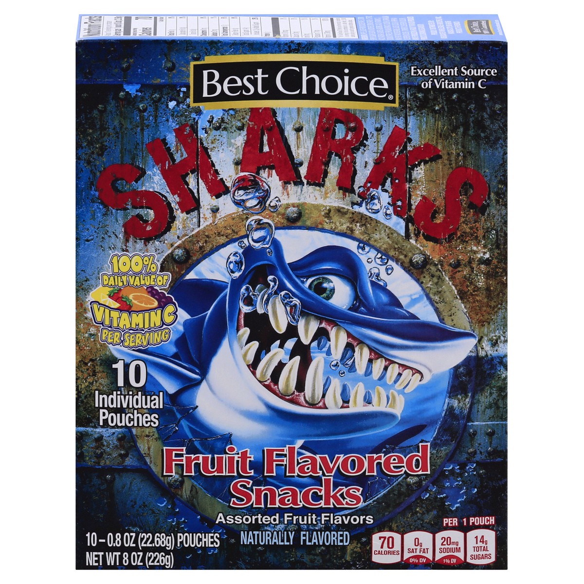 slide 1 of 10, Best Choice Sharks Fruit Flavored Snacks, 10 ct