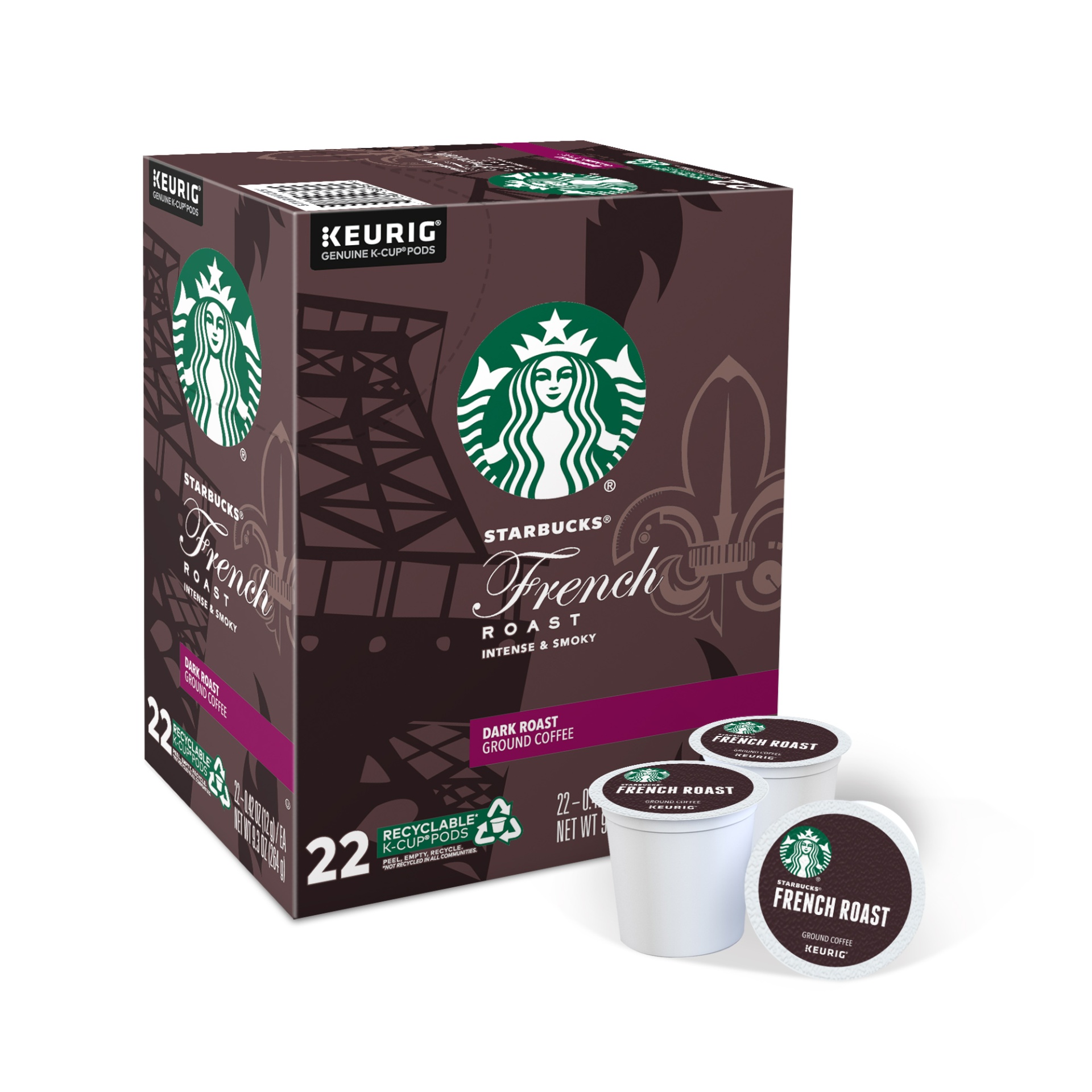 slide 1 of 1, Starbucks French Roast Coffee Keurig K-Cup Pods, 22 ct