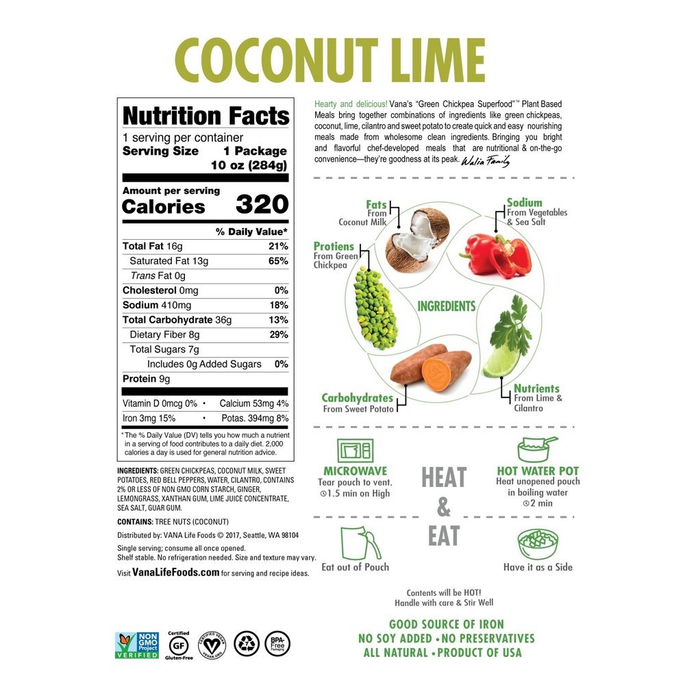 slide 3 of 3, Vana Life Foods Gluten Free and Vegan Coconut Lime Superfood Bowl, 10 oz
