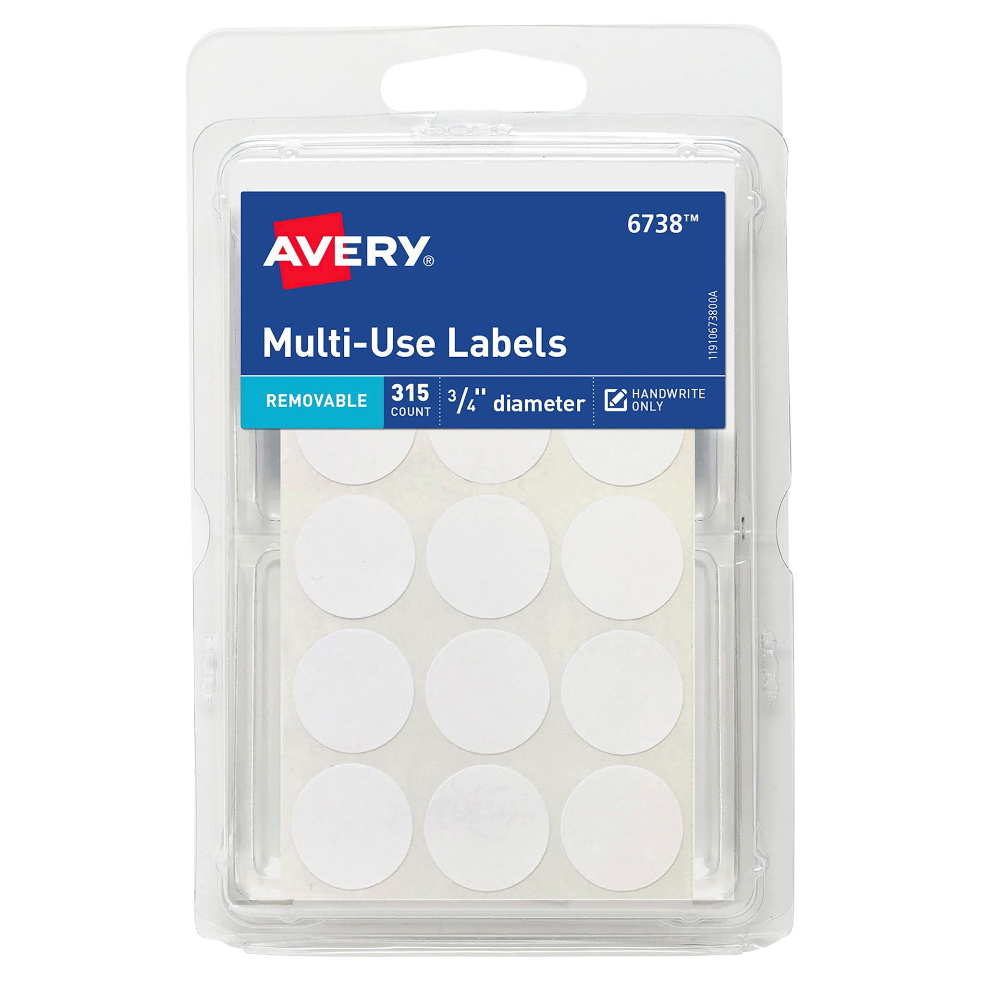 slide 1 of 1, Avery Multiuse Labels, Handwrite Only, Removable Adhesive, 315 ct; 3/4 in