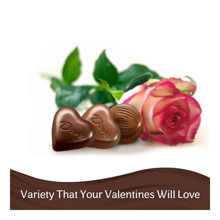 slide 2 of 5, DOVE Valentine's Assorted Chocolate Candy Heart Gift Box Tin, 6.5 oz