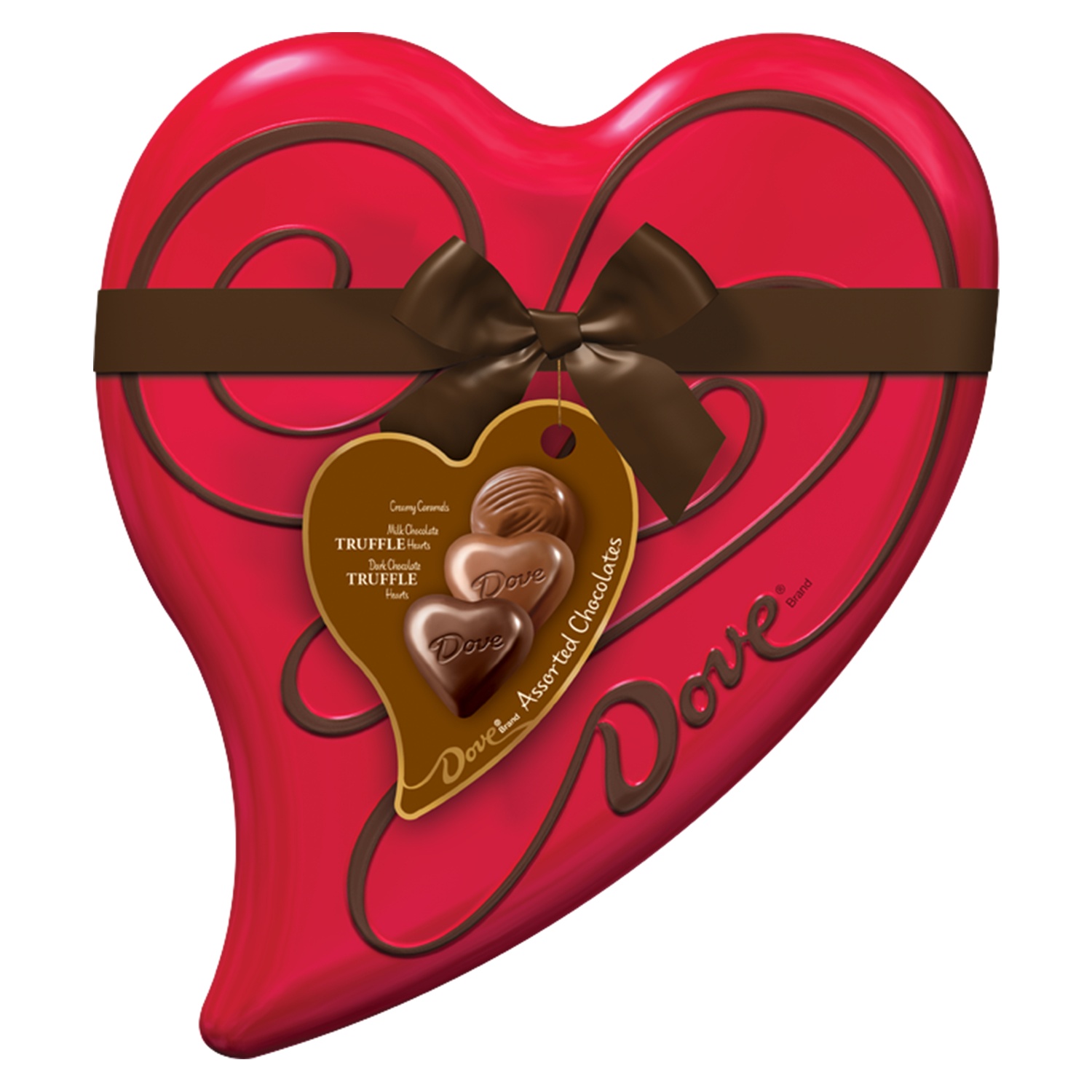 slide 1 of 5, DOVE Valentine's Assorted Chocolate Candy Heart Gift Box Tin, 6.5 oz