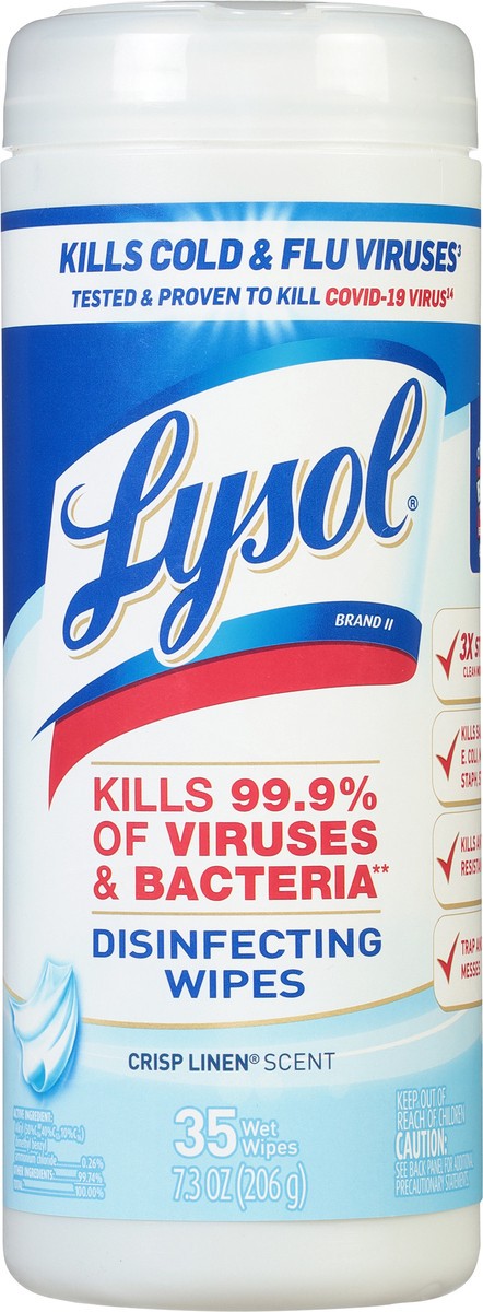 slide 9 of 12, Lysol Crisp Linen Scent Disinfecting Wipes 35 Each, 35 ct