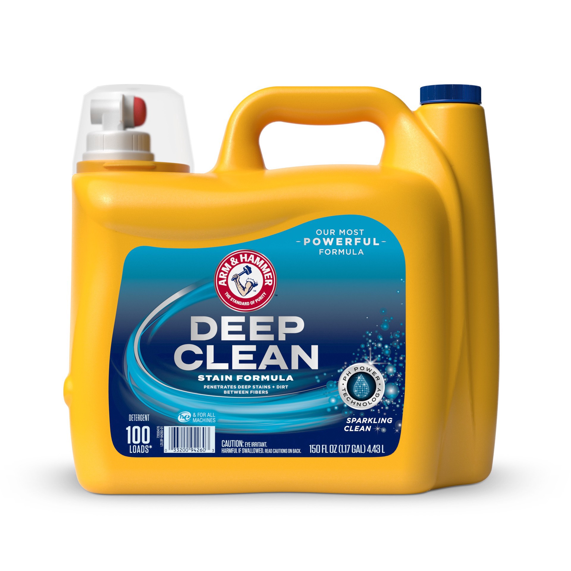 slide 1 of 1, ARM & HAMMER A&H Liquid Laundry Detergent, Deep Clean Stain Sparkling Clean 150 Fl oz, 100 loads, 150 fl oz