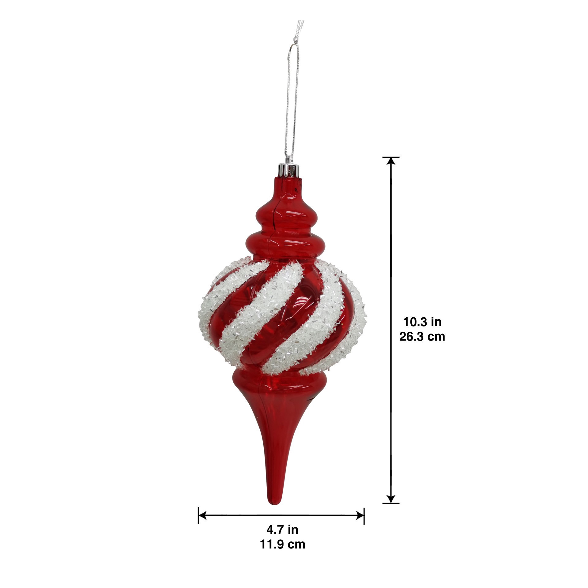 slide 3 of 3, 10.25" Red & White Tinsel Twist Jumbo Finial Ornament By Ashland, 10.25 in