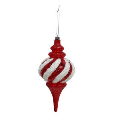 slide 1 of 3, 10.25" Red & White Tinsel Twist Jumbo Finial Ornament By Ashland, 10.25 in