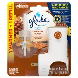 Glade PlugIns Scented Oil Starter kit, Air Freshener, Cashmere Woods, 1.34 oz