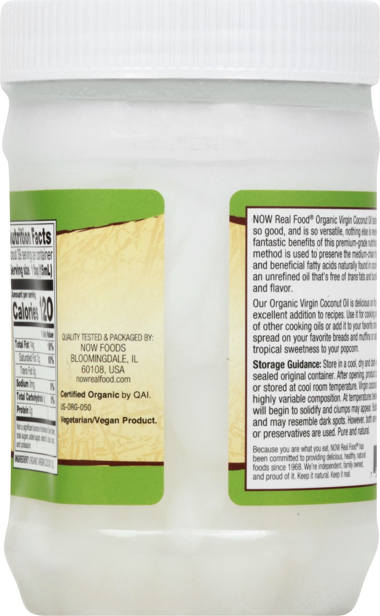 slide 7 of 9, NOW Real Food Virgin Coconut Cooking Oil, Organic - 20 fl. oz., 20 fl oz