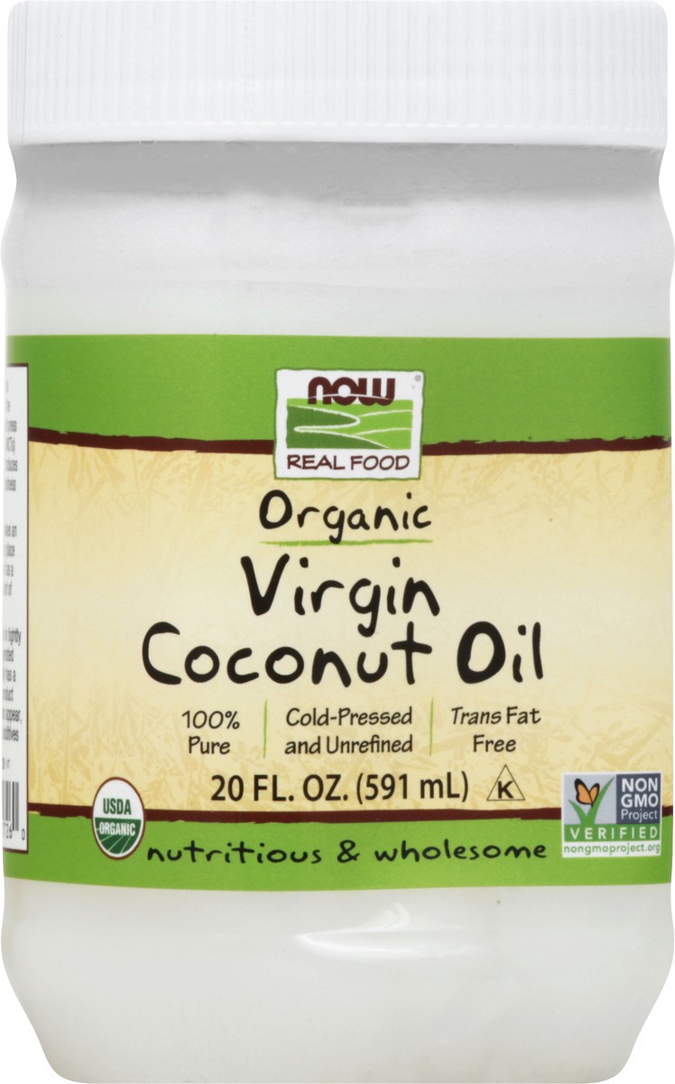 slide 3 of 9, NOW Real Food Virgin Coconut Cooking Oil, Organic - 20 fl. oz., 20 fl oz