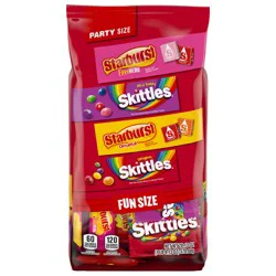 Wrigley SKITTLES & STARBURST Fun Size Chewy Candy Variety Bag, Party Size, 20.13 Oz Bulk Bag