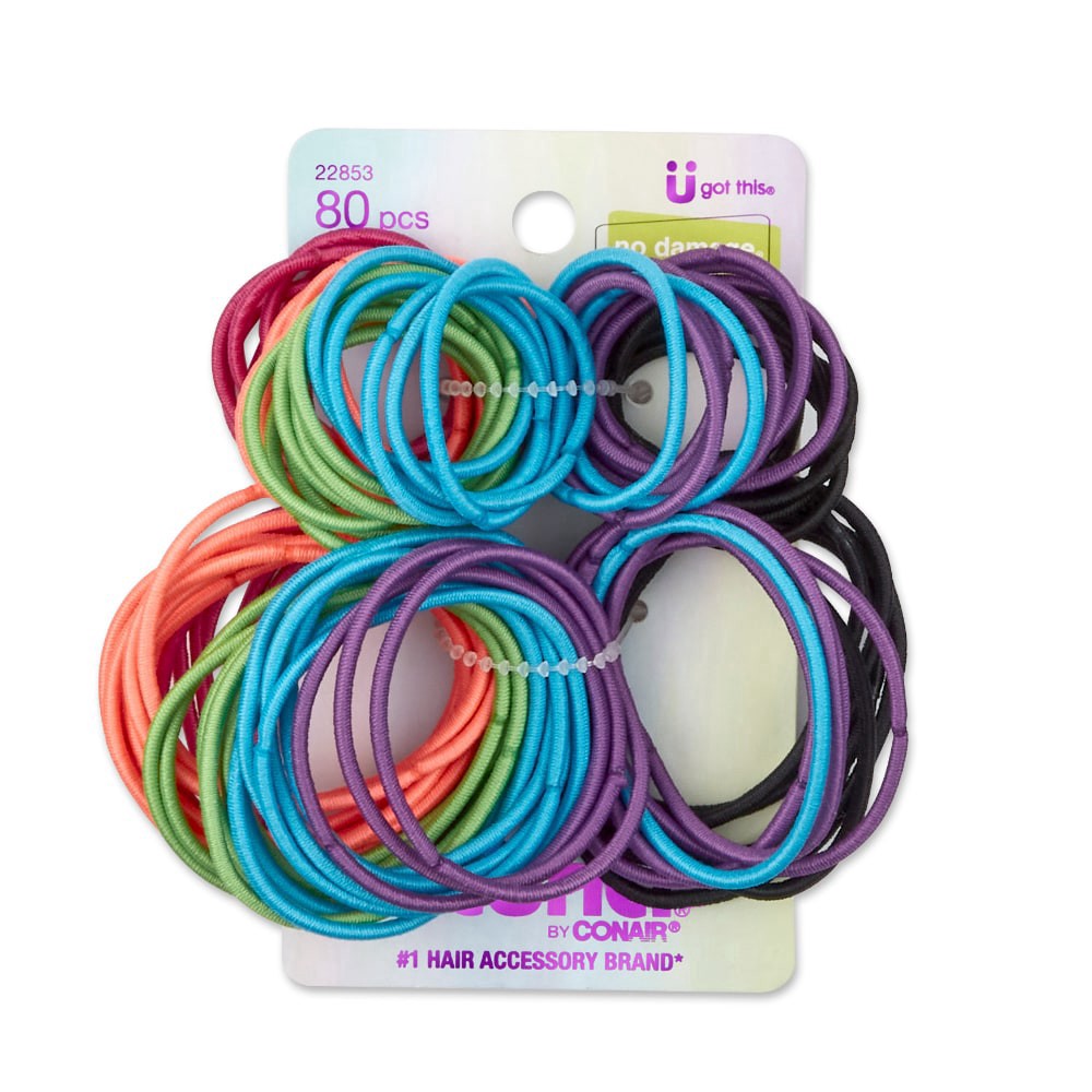 slide 1 of 1, scünci Girl No Damage Hair Elastics, 80 ct