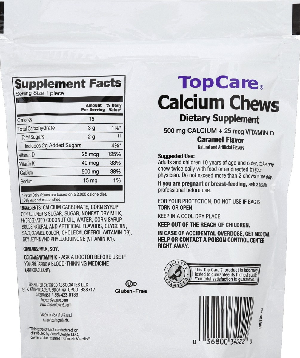 slide 6 of 6, TopCare Calcium Chews, Caramel Flavor, 60 ct