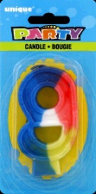 slide 1 of 1, Unique Industries Party Rainbow Numeral Candles #9, 1 ct