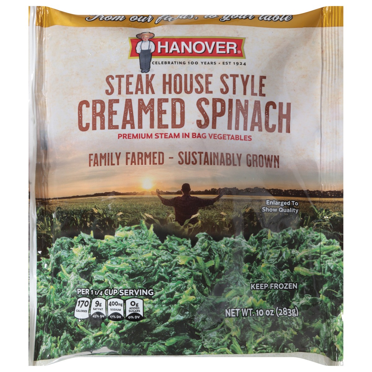 slide 6 of 13, Hanover Creamed Steak House Style Spinach 10 oz, 10 oz