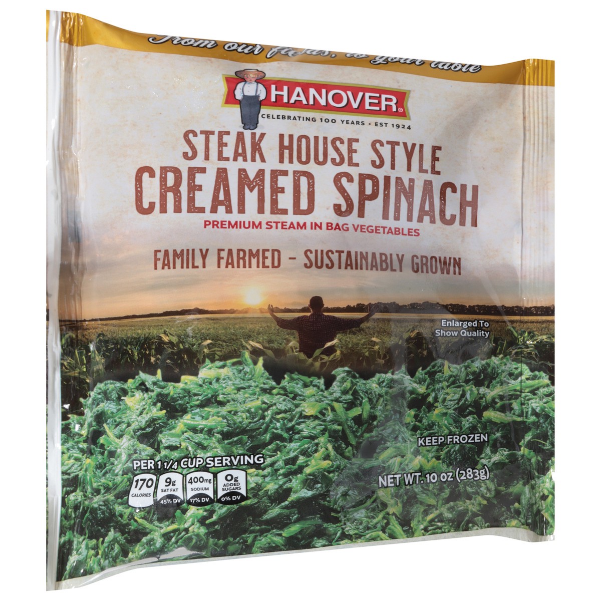 slide 5 of 13, Hanover Creamed Steak House Style Spinach 10 oz, 10 oz