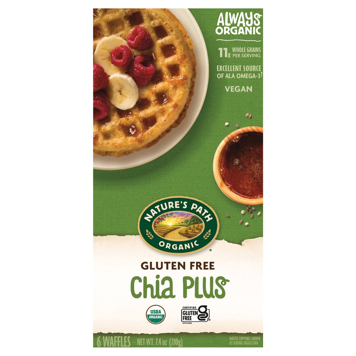 slide 1 of 3, Nature's Path Organic Chia Plus Waffles 7oz Box, 6 ct