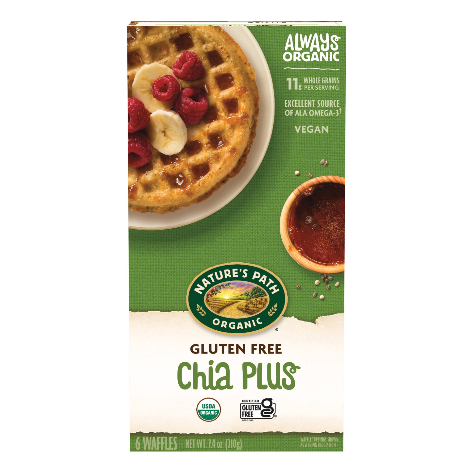 slide 1 of 3, Nature's Path Organic Chia Plus Waffles 7oz Box, 7.4 oz