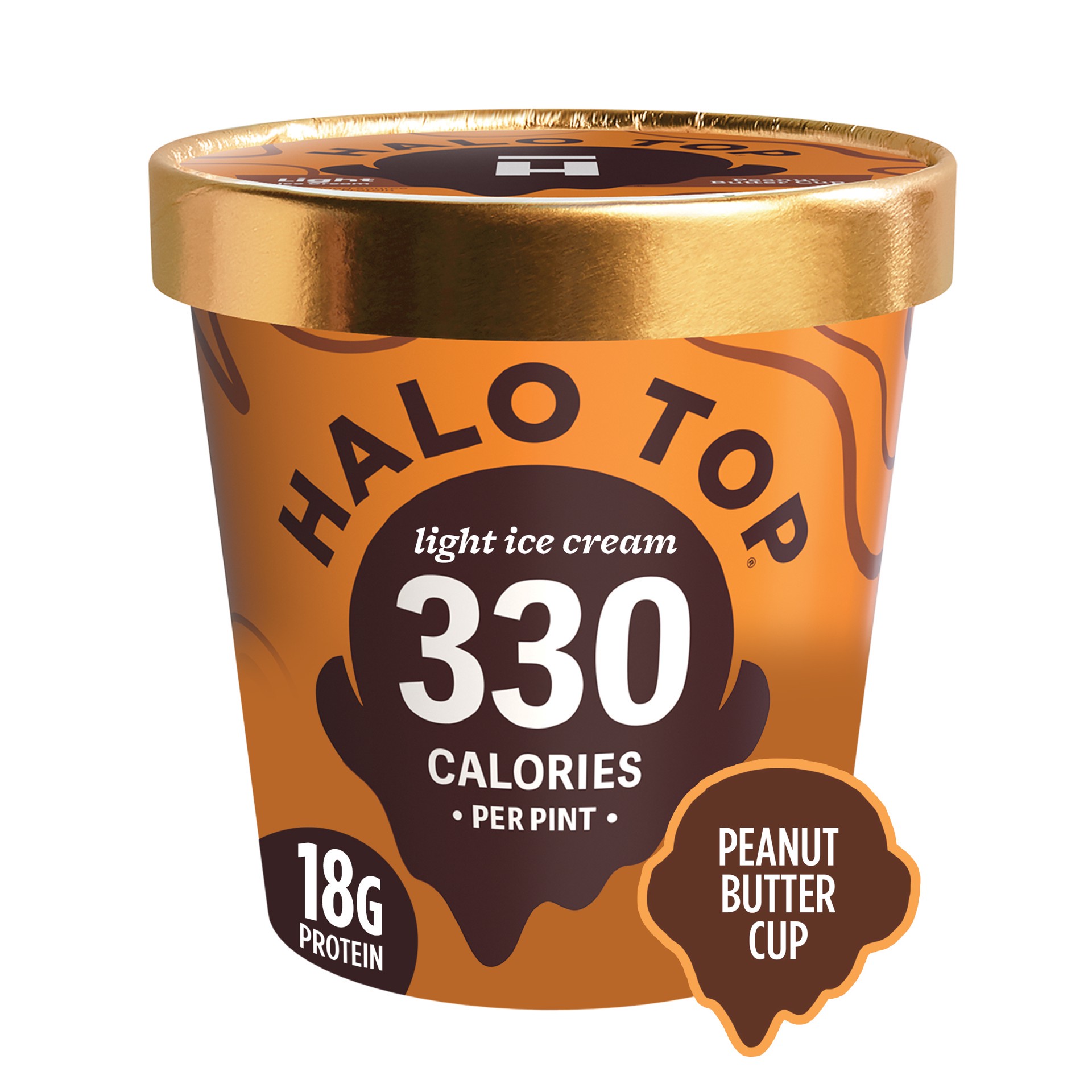 slide 1 of 2, Halo Top Peanut Butter Cup Light Ice Cream, 16 fl oz Pint, 1 pint