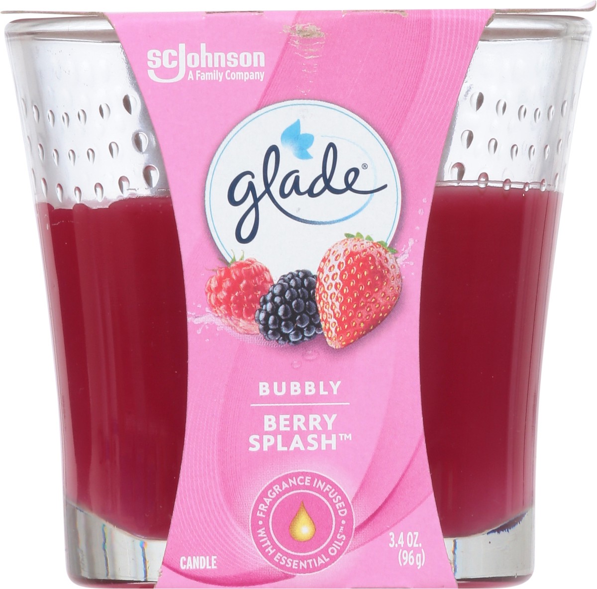 slide 11 of 14, Glade Scented Candle Jar, Bubbly Berry Splash, Fragrance Infused with Essential Oils, 3.4 oz, 3.4 oz