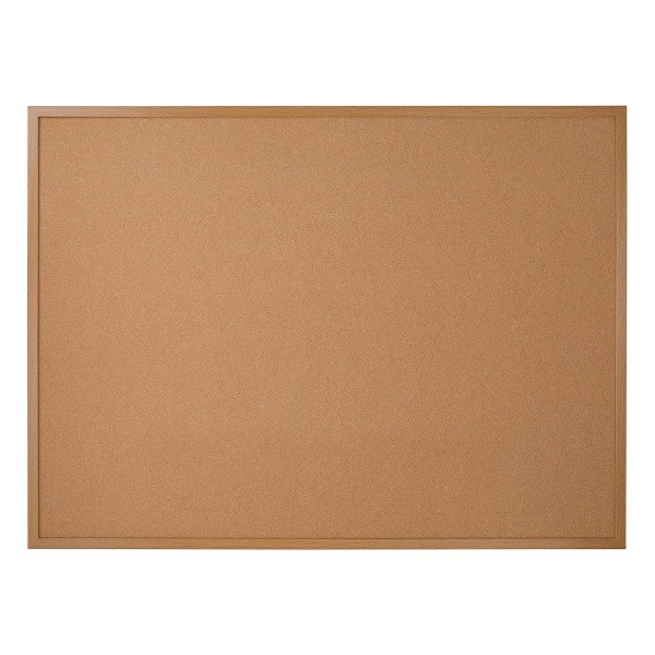 slide 1 of 4, FORAY Cork Bulletin Board, 48" X 36", Natural Brown, Oak Frame, 48 in