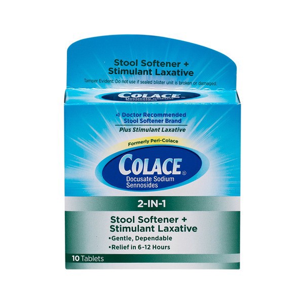 slide 1 of 1, Colace 2-In-1 Tablets Stool Softener & Stimulant Laxative, 10 ct