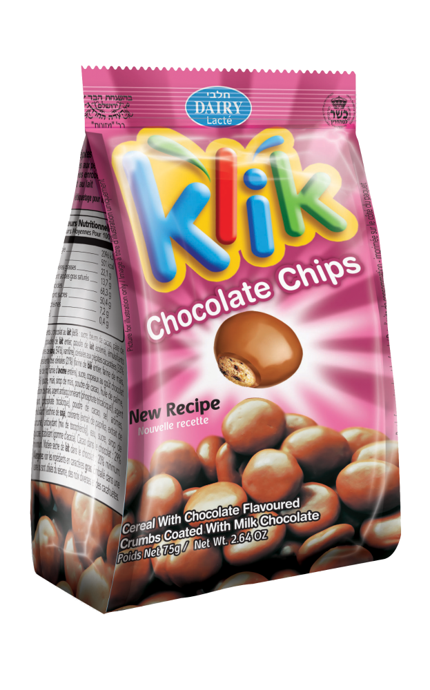 slide 1 of 1, Klik Milk Chocolate Coated Chocolate Chip Cereal, 2.64 oz