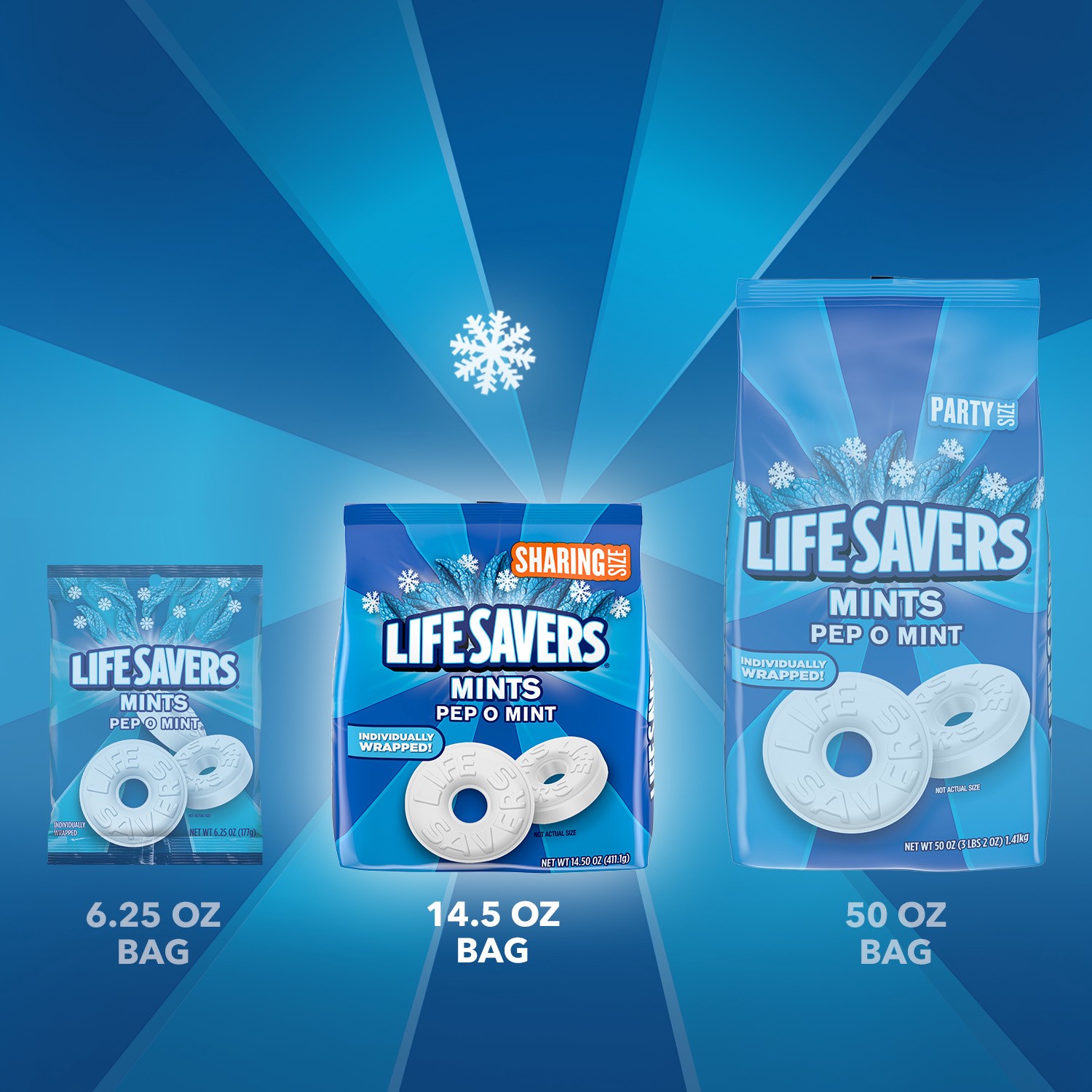 slide 5 of 8, LIFE SAVERS Pep-O-Mint Breath Mints Hard Candy, Sharing Size, 14.5 oz Bag, 14.5 oz